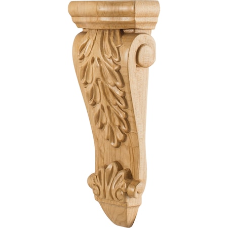 Hardware Resources 4-1/2" Wx1-7/8"Dx10"H Rubberwood Low-profile Acanthus Corbel CORK-3RW